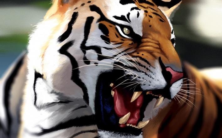 тигр оскал рисунок морда