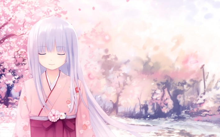 Девушка на фоне цветущей Сакуры