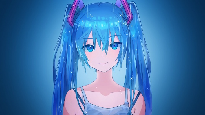 аниме девочка синие волосы
