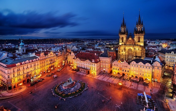 страны архитектура Прага Чехия ночь