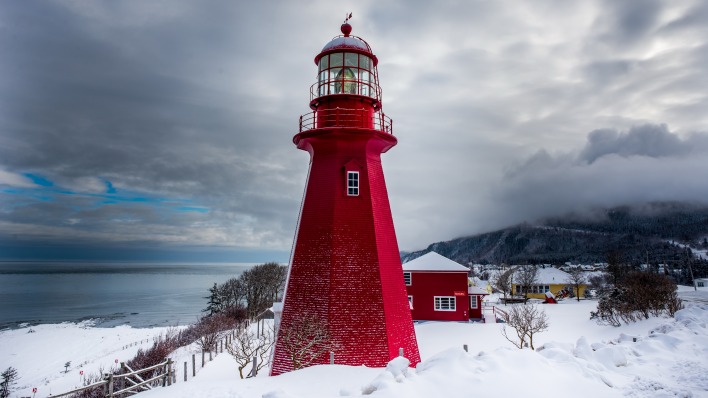 маяк зима снег красный