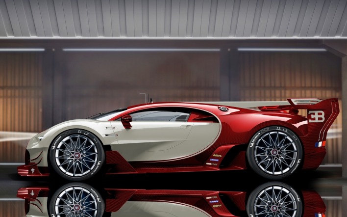 красный спортивный автомобиль Bugatti red sports car
