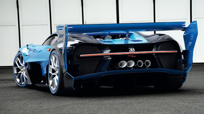 спортивный синий автомобиль bugatti vision gran turismo