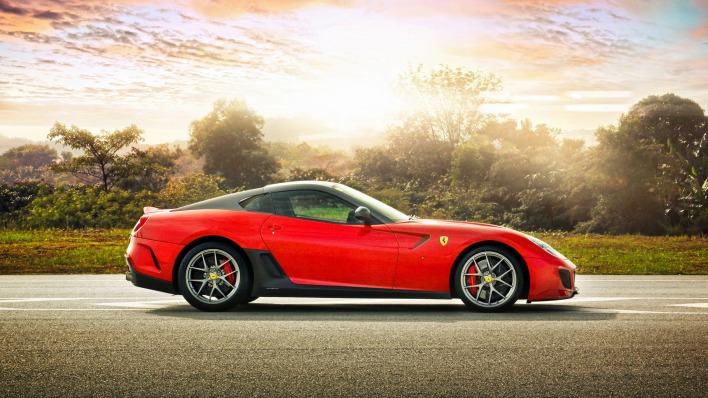 Ferrari красная спорткар дорога