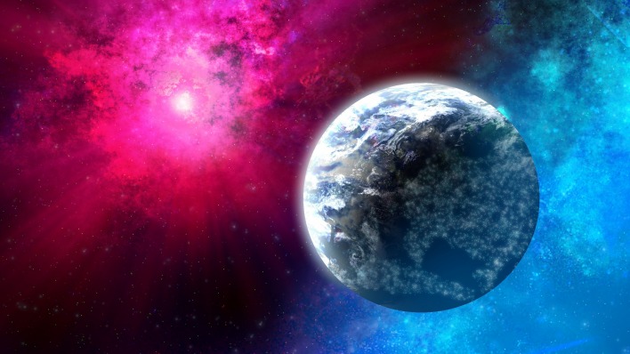 планета синий розовый звезда космос