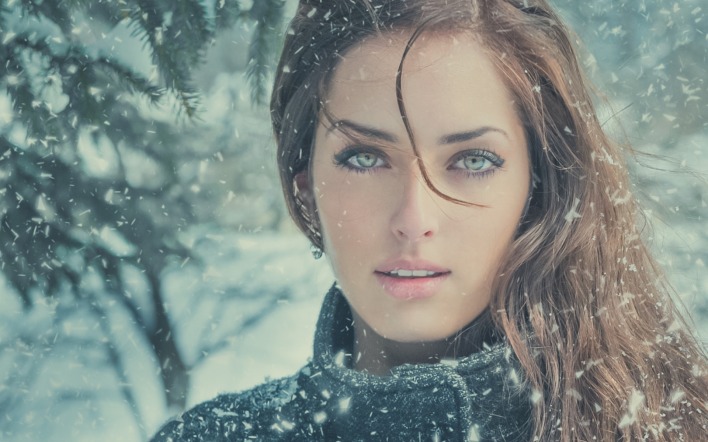 девушка лицо взгляд снег girl face view snow