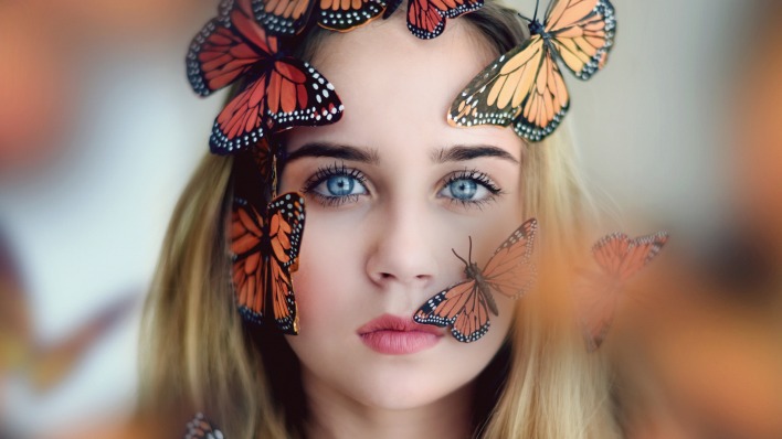 девушка макияж бабочки