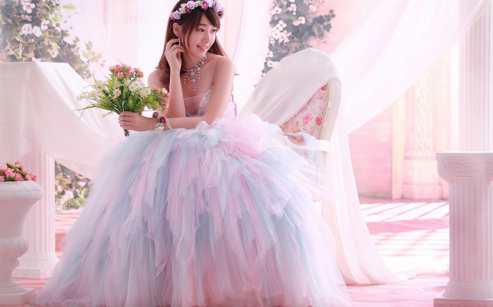 невеста девушка азиатка платье свадьба