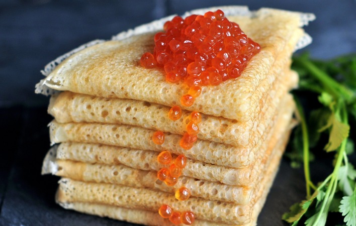 икра блины caviar pancakes