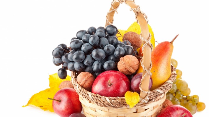 корзина,фрукты,виноград,груша,яблоки,