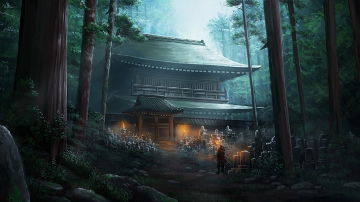 лес мрак дом япония