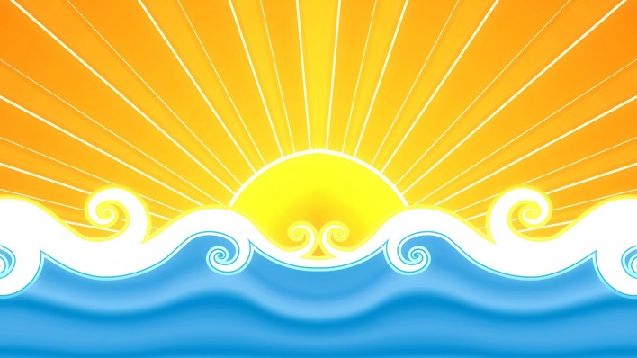 графика солнце море волны