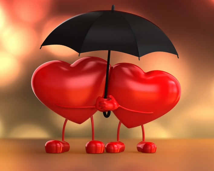 сердца зонт любовь