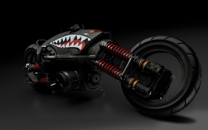 мотоцикл акула наклейка черный колесо