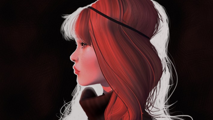 девушка рыжая повязка профиль рисунок