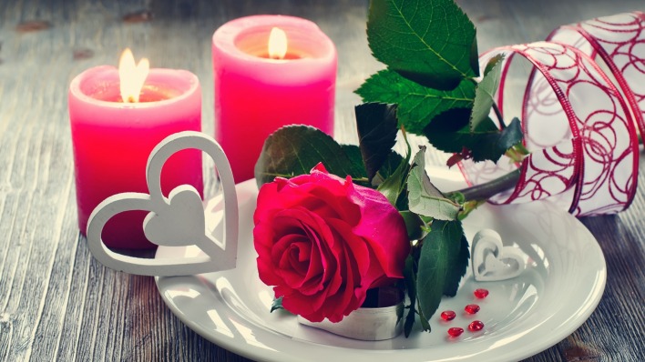 valentines,day,свечи,розы,листья,ваза