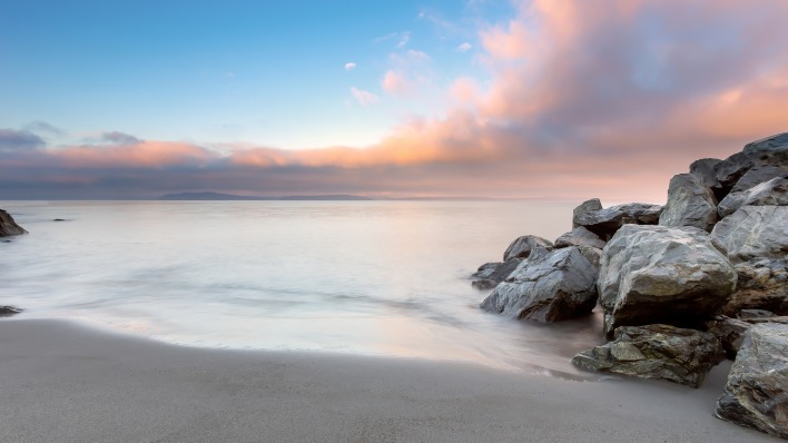 Природа море пляж камни небо
