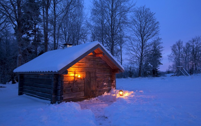 природа дом зимой снег ночь деревья