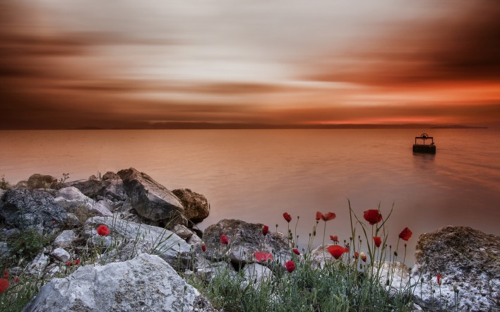 камни закат море stones sunset sea
