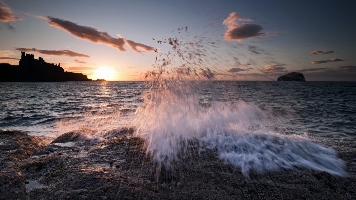 брызги море закат spray sea sunset