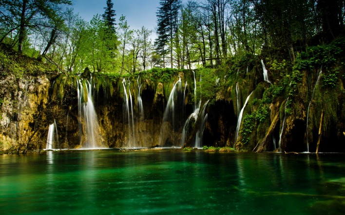 водопад лес waterfall forest