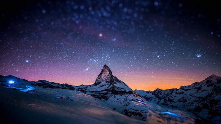 природа космос горы скалы небо звезды ночь
