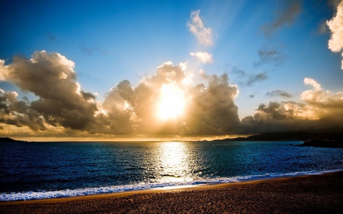 природа облака море горизонт солнце