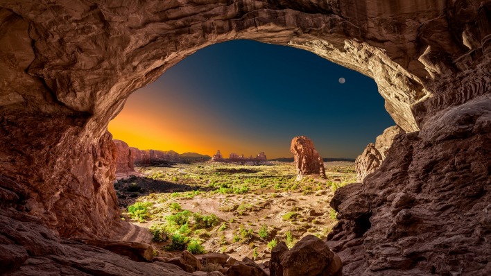 Пещера арка закат небо