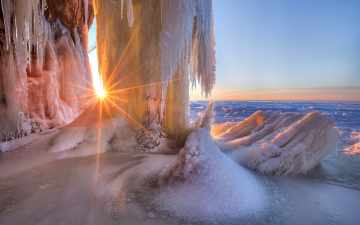 лед лучи солнце горизонт