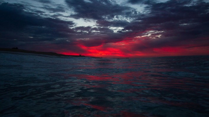 закат красный закат море сумерки вечер