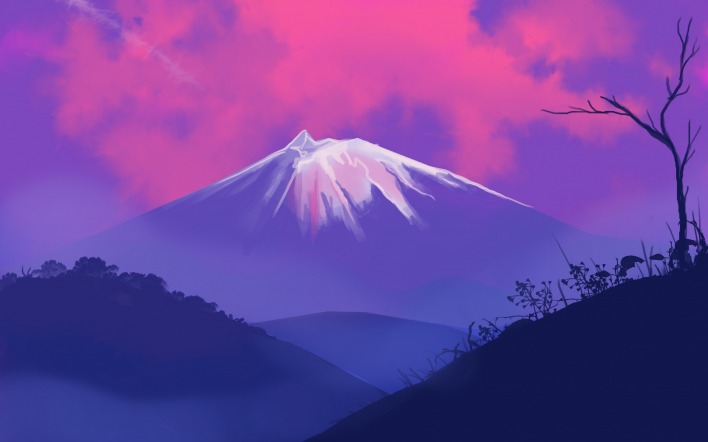рисунок гора фиолетовый