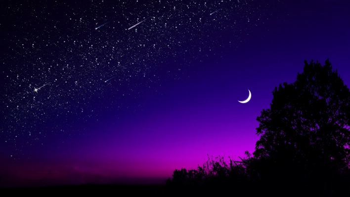 небо ночь звезды луна