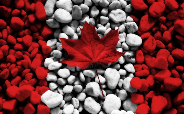 Флаг канады из камней