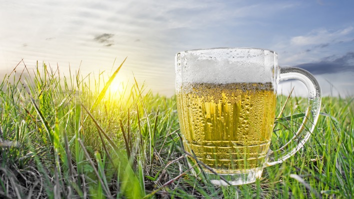 кружка пиво капли трава