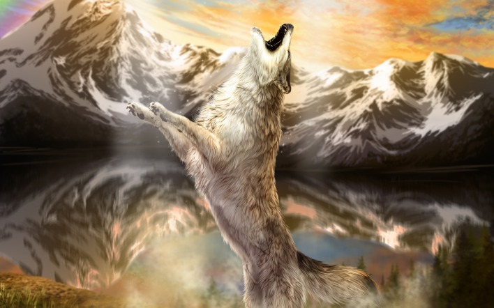 Волк воет горы вода