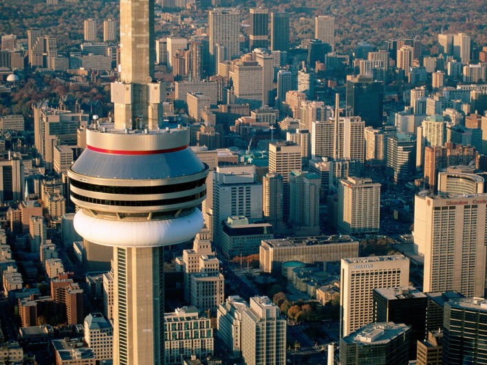 Aerial View of the CN Tower, Toronto, Canada
