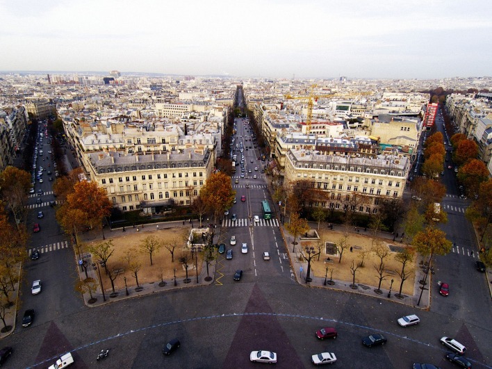 Aerial View of Place de lrEtoile, Paris, France