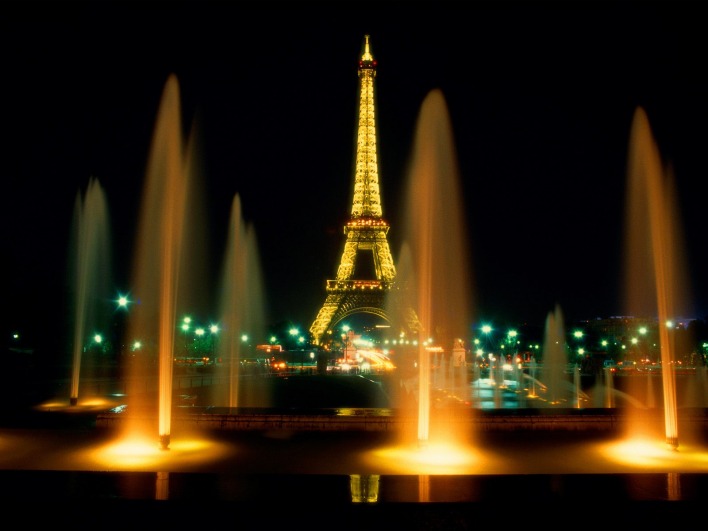 Eiffel Tower at Night, Paris, France