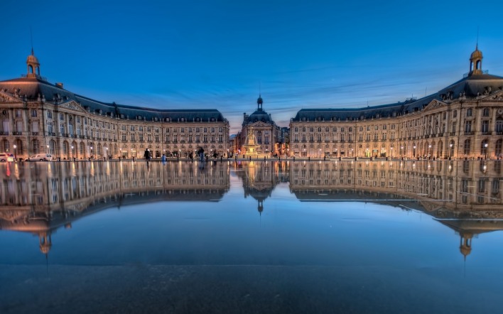 страны архитектура Бордо Франция озеро отражение