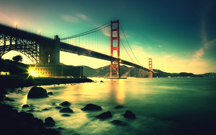 Мост Золотые Ворота Сан-Франциско рассвет