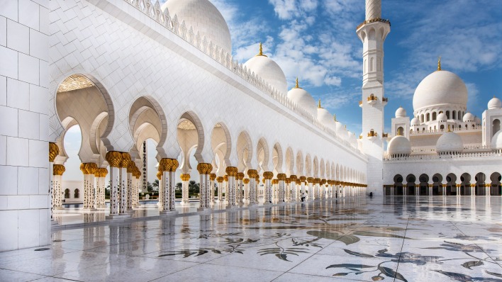 стены Abu Dhabi Абу-Даби белая Мечеть Шейх Sheikh Zayed Bin Sultan Al Nahyan Mosque Зайд