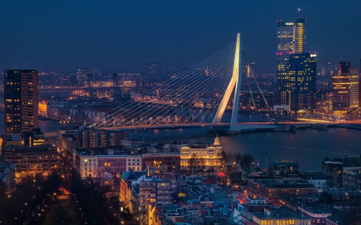 Ротердам нидерланды вечер мост