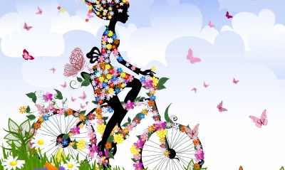Девочка велосипед цветочки