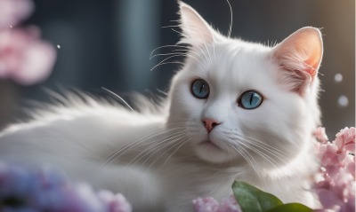белый кот, голубые глаза