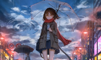 девушка зонт дождь