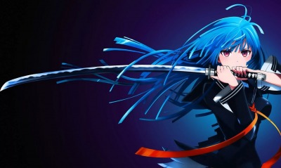 аниме девушка, с синими волосами