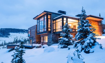 дом горы снег зима