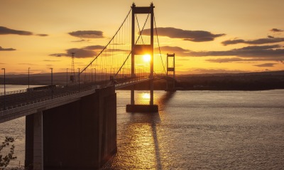 мост, на закате