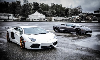 серебристая и белая Lamborghini