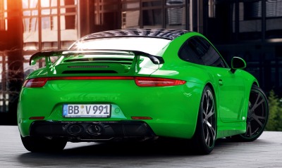 зелены автомобиль techart porsche 911